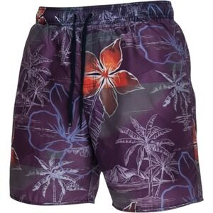 Croft & Barrow Men's Purple Tropical Floral Palm Tree Swim Trunks Size Large L